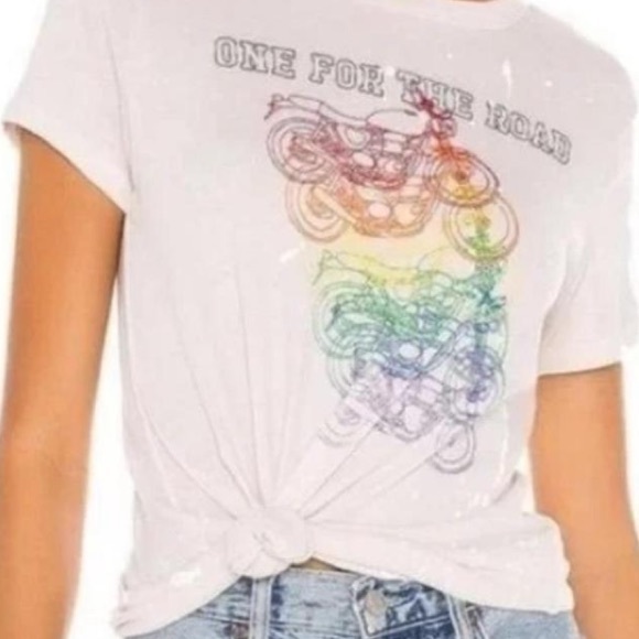 Chaser Rainbow Motorcycle Print One For The Road Paint Spatter T-Shirt NWT L - Picture 3 of 14